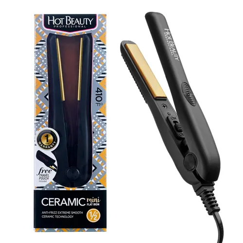 Miniatura 7 de Hot Beauty Mini plancha plana profesional de cerámica de 1/2 pulgada, antiencrespamiento, calentamiento rápido, estilo versátil para cabello rizado