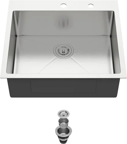 Miniatura 14 de Fregadero de cocina negro de 30 pulgadas empotrado - Fregadero de acero inoxidable 304 de 30x18x9, fregadero de un solo tazón negro de calibre 18