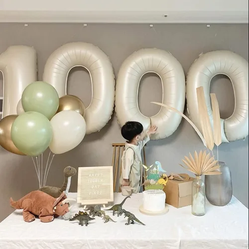 Miniatura 5 de 1 globo, globos número 1 de 40 pulgadas, color blanco arena, globo grande de aluminio número 1 para primer cumpleaños, fiesta, graduación, boda