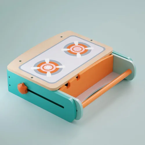Miniatura 5 de Dailyfunn Estufa de Juguete de Madera Plegable y Portátil Juego de Cocina de Simulación con Accesorios de Cocina