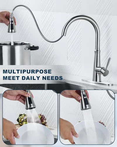 Miniatura 4 de ALEASHA Cabezal rociador desplegable para grifo de cocina, boquilla rociadora de fregadero de 3 funciones con 9 adaptadores, repuesto de cabezal