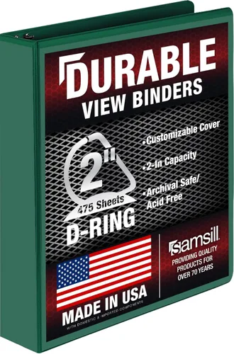 Miniatura 24 de Samsill Carpeta duradera de 1.5 pulgadas, fabricada en los Estados Unidos, carpeta de anillos en D, carpeta transparente personalizable, color rojo