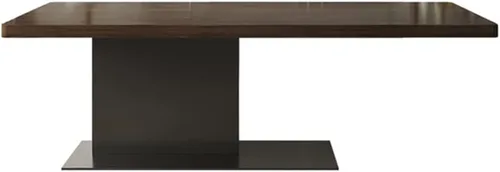 Escritorio de madera maciza para computadora de oficina en casa, mesa de comedor marrón oscuro, patas de metal fuertes, mesa de pino de 2.0 in de