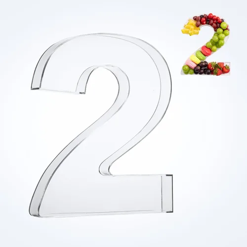 Miniatura 35 de Bandeja de 11" de Acrílico con Letras y Números – Bandeja Reutilizable y Rellenable para Aperitivos de Charcutería, Caja de Servir Postres