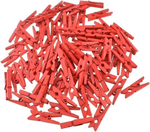 Miniatura 16 de HAHIYO Pinzas para ropa de madera doradas, mini pinzas para la ropa, no se deshacen de 1 pulgada de largo, paquete de 80 resortes resistentes