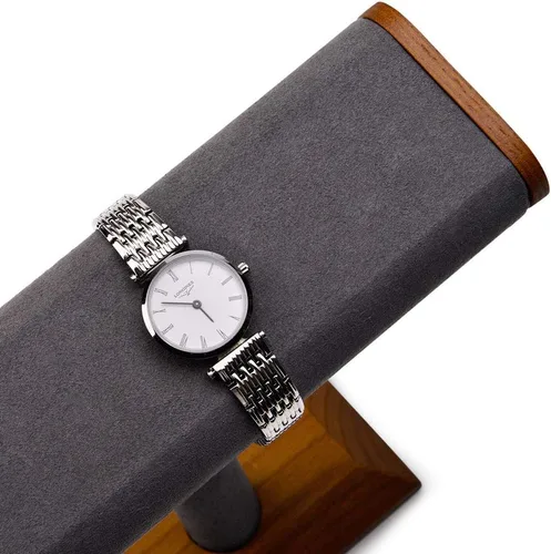 Miniatura 4 de Oirlv Soporte de exhibición de reloj en T de madera maciza soporte organizador de joyas para reloj pulsera encimera mesa de joyería gris