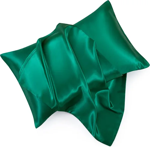 Miniatura 10 de Juego de 2 fundas de almohada de satén negro estándar con cierre de sobre, funda de almohada de seda negra para cabello y piel (20 x 26 pulgadas)