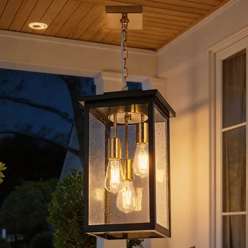 Miniatura 83 de TODOLUZ Lámpara Colgante de Exterior de 3 Luces Negra, Linterna Colgante Exterior Ajustable Luz de Porche