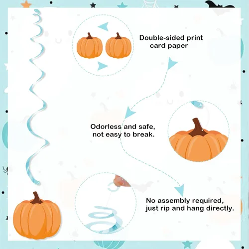 Miniatura 2 de K KUMEED Decoraciones de Halloween para baby shower, 20 piezas Blue A Little Boo is Almost Due Colgantes de remolinos para niños, decoración