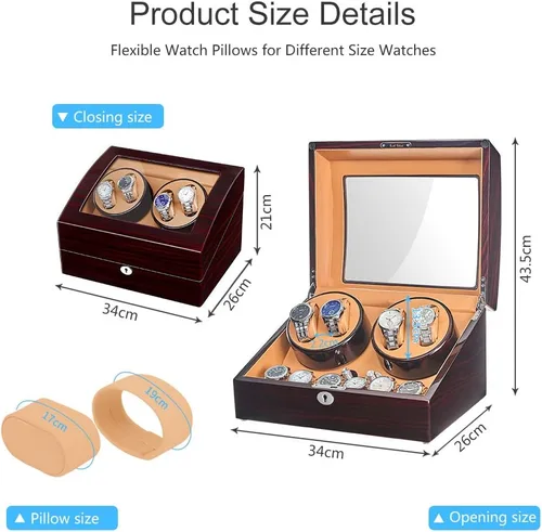 Miniatura 4 de JQUEEN 4 bobinas automáticas de reloj con 6 cajas de almacenamiento
