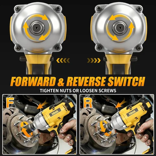 Miniatura 5 de Llave de impacto inalámbrica de 1/2 pulgada para batería Dewalt de 20 V, destornillador de impacto de 1000 N.m, pistola de impacto eléctrica sin