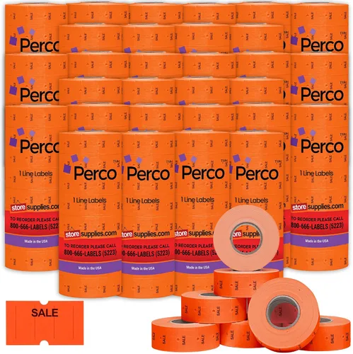 Miniatura 26 de Etiquetas azules Perco de 1 línea - 8 rollos, 1 funda, 8,000 etiquetas en blanco para pistolas de precio y fecha de 1 línea Perco - Fabricadas