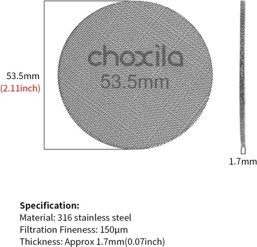 Miniatura 7 de Espresso Puck Screen choxila 1.7 Espesor 100μm Filtro Finura Filtros Reutilizables Filtro de Café de Acero Inoxidable Disco Disco Disco Pantalla