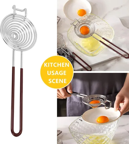 Miniatura 5 de NileHome Separador de Huevos Separador de Yema y Clara de Huevo de Acero Inoxidable Filtro de Tamizado de Clara y Yema de Huevo Divisor de Huevos