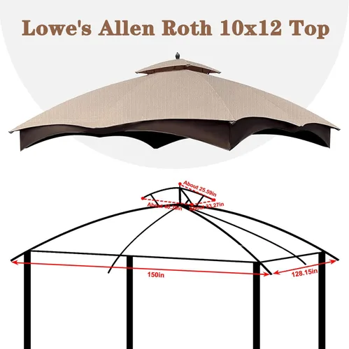 Miniatura 3 de SCOCANOPY - Toldo de repuesto color Beige Claro Ripstop para gazebo Lowe's Allen Roth 10 x 12 Modelo #GF-12S004B-1 / GF-12S004BTO Ripstop beige claro