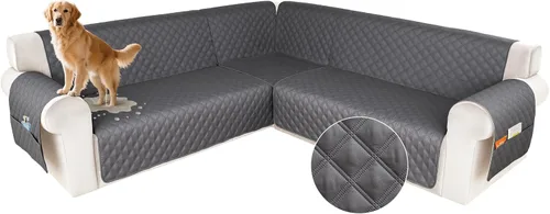 Miniatura 43 de HDCAXKJ Funda impermeable para sofá modular en forma de L, fundas seccionales de esquina lavables, a prueba de mascotas, protector de muebles