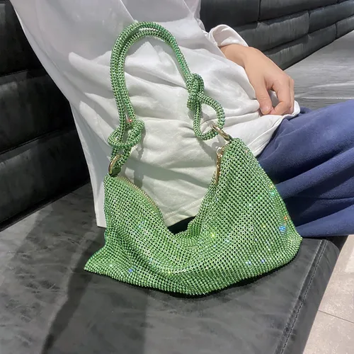 Miniatura 6 de Bolso de noche brillante con diamantes de imitación para mujer, bolso de mano plateado, bolso Hobo para fiesta, baile de graduación, boda