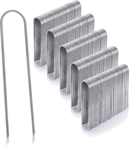 Miniatura 10 de GardenMate Paquete de 50 clavijas de acero multiusos en forma de U de 50 x 6 pulgadas (5.906 in), ideales para asegurar tela de malezas, tela