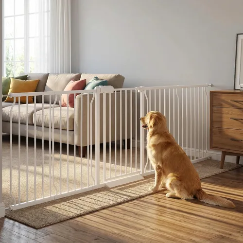 Miniatura 9 de Puertas para bebés extra anchas de 48 a 53 pulgadas, puerta grande para bebé, para escaleras, para mascotas, puertas para interiores, para puertas