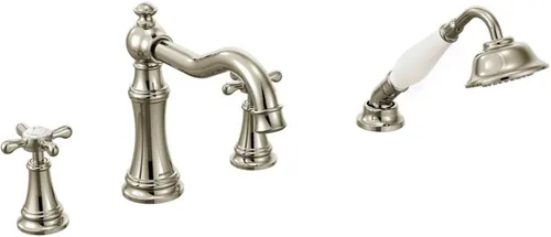 Miniatura 4 de Moen TS21102BL Weymouth Roman - Grifo de bañera con asas cruzadas, requiere válvula, negro mate