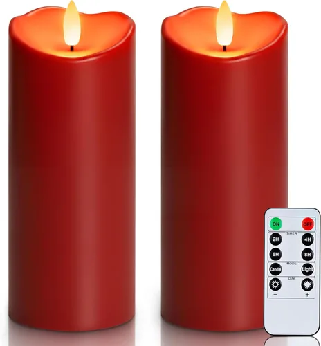 Miniatura 17 de Homemory Velas sin llama impermeables para exteriores de 4 x 12 pulgadas con temporizadores y control remoto, velas que funcionan con pilas, velas