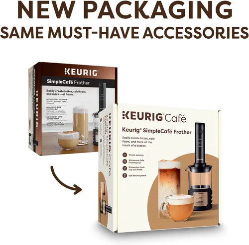 Miniatura 2 de Keurig SimpleCafe Espumador, Espumador de Leche Recargable de Mano para Lattes, Capuchinos y Café Helado, Cable USB Incluido, Taza de Espumado Apta
