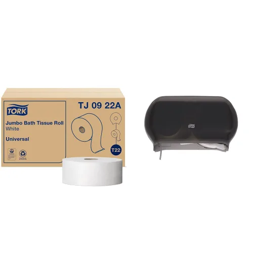 Miniatura 11 de Rollo de papel higiénico Jumbo blanco Tork T22 (Universal) y toalla de mano Tork Multifold Natural H2 (Universal)