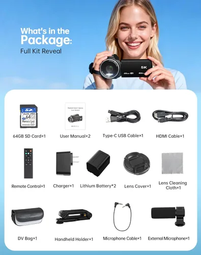 Miniatura 9 de Cámara de video 5K 48MP UHD WiFi Vlogging Cámara para YouTube, zoom óptico 10X 3.0 pulgadas, pantalla táctil IPS Cámara digital antivibración