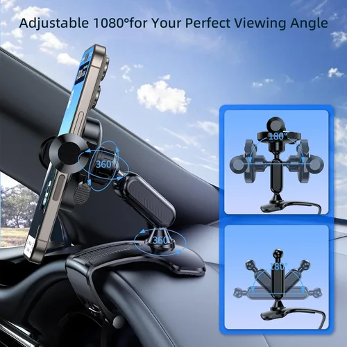 Miniatura 3 de Soporte de teléfono universal mejorado de 360° para tablero de instrumentos 2025 - Soporte multifuncional giratorio para visera/retrovisor