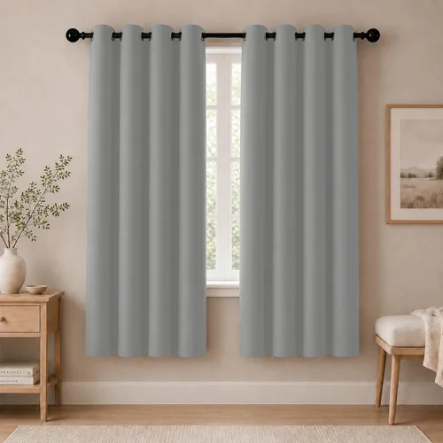 Miniatura 33 de Cortinas de oscurecimiento de habitación de 45 pulgadas de largo para dormitorio y sala de estar, cortinas térmicas aislantes con ojales