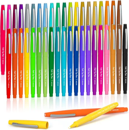 Miniatura 13 de Bolígrafos de punta de fieltro de 20 colores, bolígrafos de punta media, bolígrafos de colores surtidos Lelix para diario, escribir, tomar notas