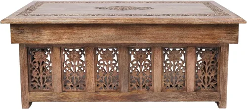 Miniatura 11 de Lightnpro - Mesa de centro de madera hecha a mano – Mesa central rectangular plegable premontada para sala de estar con revistas y almacenamiento
