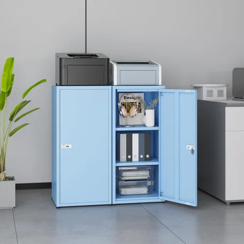 Miniatura 2 de MIOCASA Armario de almacenamiento de metal con cerradura y estantes, gabinete con cerradura de una sola puerta para dormitorio, escuela, jardín