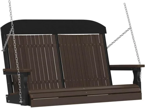 Miniatura 15 de LuxCraft Columpio clásico de poliéster de 4 pies con respaldo alto, fabricado con plásticos reciclados, fabricado en Estados Unidos (caoba antigua)