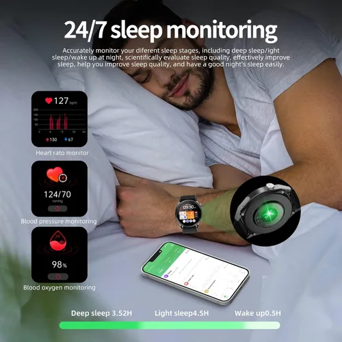 Miniatura 3 de KAVVO Cyber RH1 - Reloj inteligente, compatible con iOS y Android, pantalla TFT de 1.39, impermeable IP68, monitor de frecuencia cardíaca y presión