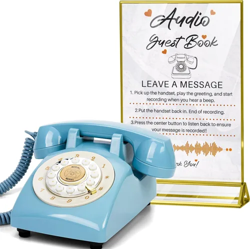 Miniatura 14 de Libro de invitados de audio, teléfono de boda, mensajes de audio personalizados de memoria de 32 GB, volumen ajustable, con función de repetición