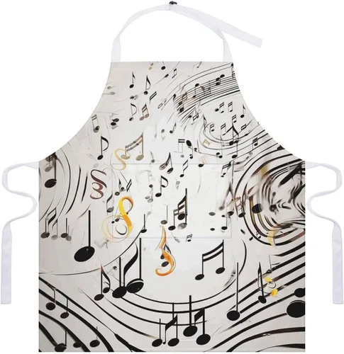 Miniatura 7 de Personalized Music Notes Print Adult Apron, Kitchen Cooking Aprons for Woman Man, Adjustable Bib Apron with Pocket for Baking, BBQ Crafting
