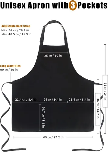 Miniatura 2 de Xeoxarel Delantal Babero Corto Medio Unisex con 3 Bolsillos