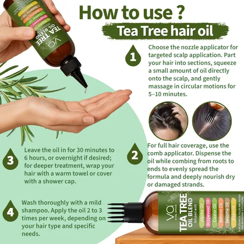 Miniatura 4 de VITAL AFFAIR Aceite de Árbol de Té Para el Cabello Con Jojoba, Ricino, Aceite de Batana - Tratamiento de Árbol de Té Para el Cabello y Cuero