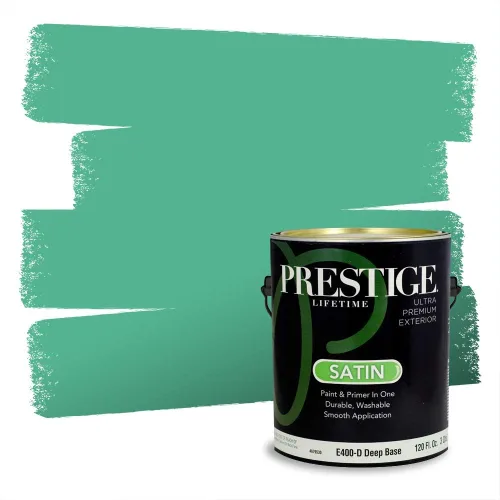 Miniatura 149 de Prestige Paints - Pintura exterior e imprimación en uno, 1 galón, plano, compatibilidad comparable con el color menta «Whipped Mint» de Behr