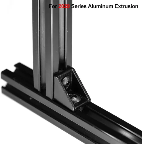 Miniatura 3 de Juego de 20 conectores de perfil de extrusión de aluminio de la serie 2020, 20 soportes de esquina, con 40 tuercas en T y tornillo hexagonal M5×8