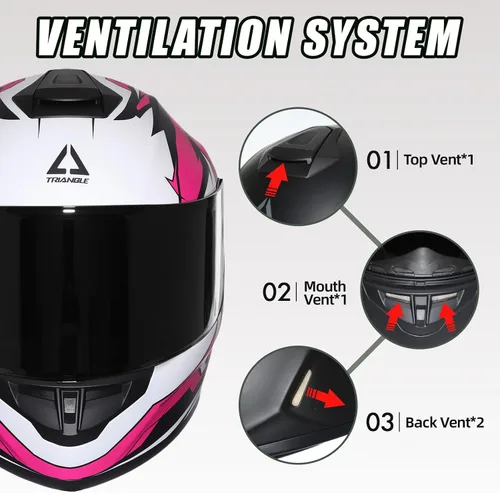 Miniatura 4 de TRIANGLE Casco de motocicleta de cara completa aprobado por DOT, casco de carreras de bicicleta de calle para hombres y mujeres con viseras tintadas