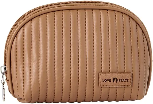 Pequeña bolsa de maquillaje para bolso, bolsa de maquillaje de piel sintética linda, bolsa portátil para monedas, bolsa organizadora de lápiz Café