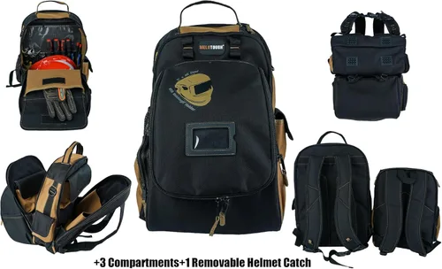 Miniatura 7 de MELOTOUGH Mochila de soldadura para herramientas y casco, paquete de equipo extremo con soporte para casco de gran capacidad, bolsa de Mochila