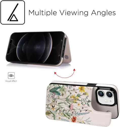 Miniatura 6 de uCOLOR Funda de piel con tapa para iPhone 11, para mujeres y niñas, con tarjetero y función atril, diseño de mármol, compatible con iPhone 11 de 6.1