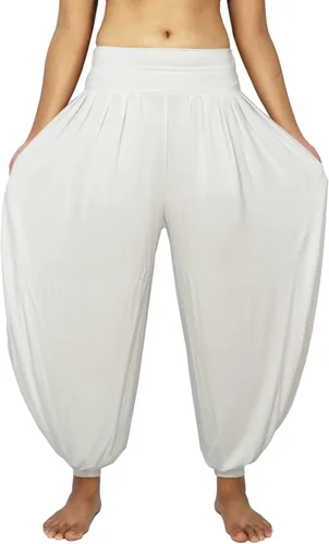 Miniatura 33 de Lovely Creations Pantalones holgados con cintura elástica y harem Aladdin para mujer