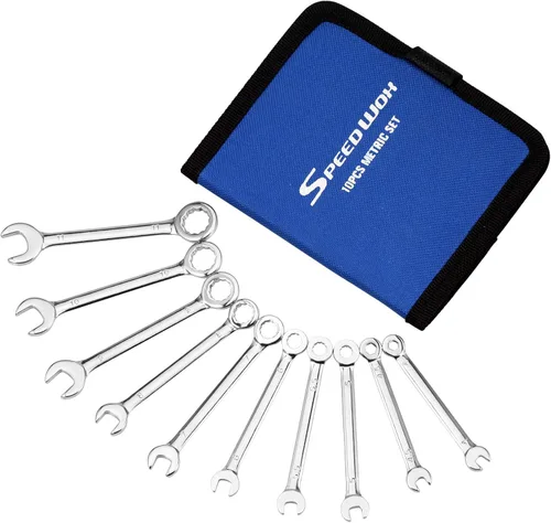 Miniatura 8 de SPEEDWOX Juego de mini llaves inglesas de 10 piezas, tamaños estándar SAE, acero de alto carbono, bolsa de lona portátil