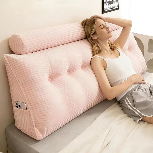 Miniatura 10 de Cabecero de cama individual, cojín triangular tipo cuña con cojín de cuello, cojín de apoyo para la espalda con funda extraíble y lavable para cama