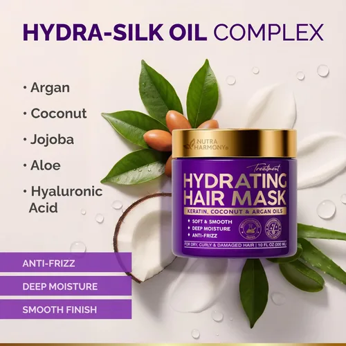 Miniatura 12 de Mascarilla Hidratante para el Cabello – Post-Relajante para Cabello Dañado y Seco – Tratamiento de Queratina Acondicionador Profundo para Cabello