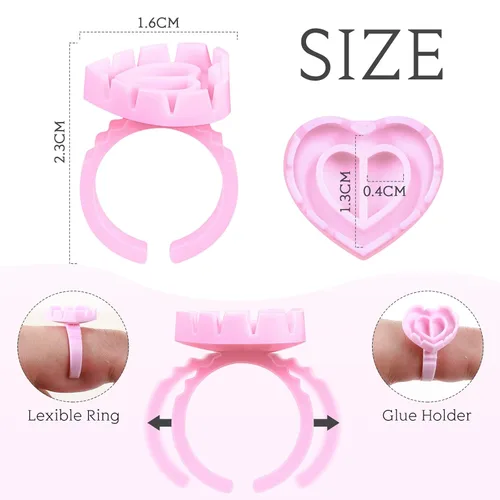Miniatura 2 de Yaomiao 500 anillos de pegamento para extensiones de pestañas, desechables, anillos de pegamento para salones de belleza, soporte para vasos